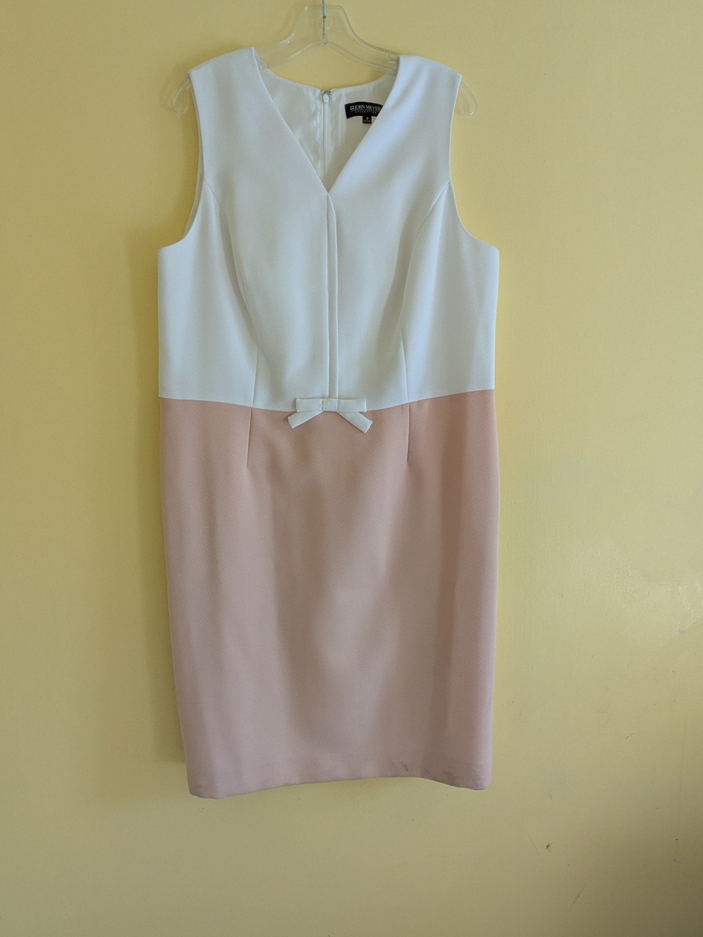 John Meyer Collection White and Blush Two-Tone Sheath Dress